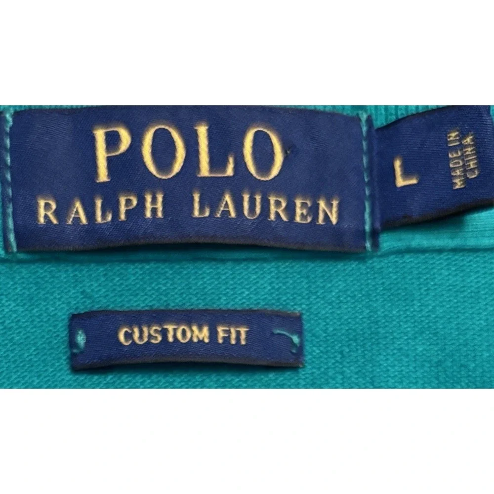 Polo Ralph Lauren SZ L Green & White Tie Dye Pink Pony Short Sleeve Shirt Custom